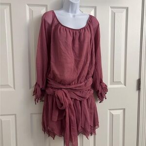 Dollskill Sugar Thrillz pink fairy dress with ruffle sleeves and tie waist